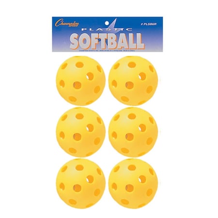 Champion Sports Plastic Softball, Yellow PLSB6R